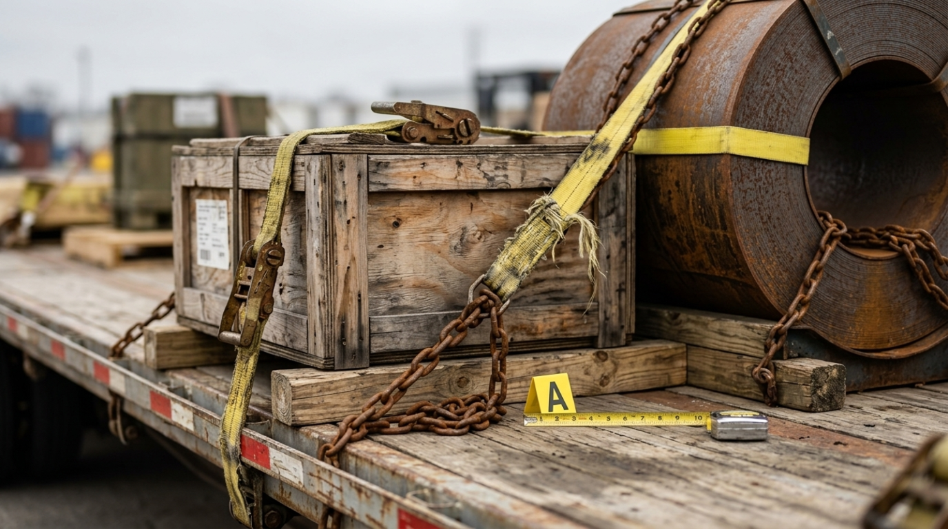 Improperly loaded cargo on a truck trailer