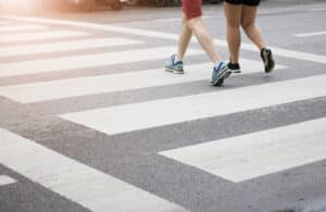Pedestrians crossing road