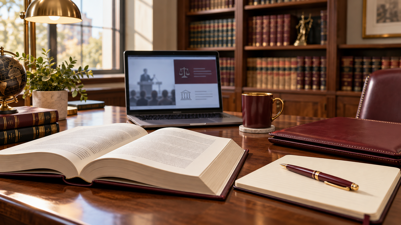 Illustration of legal study materials and professional education