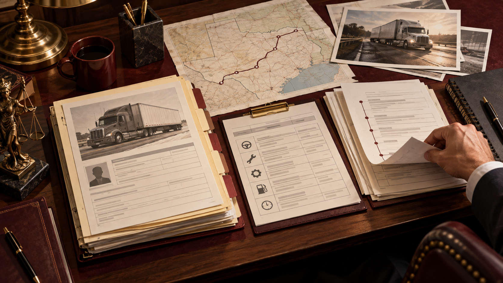 Conceptual illustration of organized trucking company records for discovery